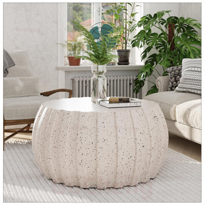 Table basse moderne et imperméable, conception en ciment MgO durable pour une utilisation intérieure et extérieure, facile d'entretien et aucun assemblage requis