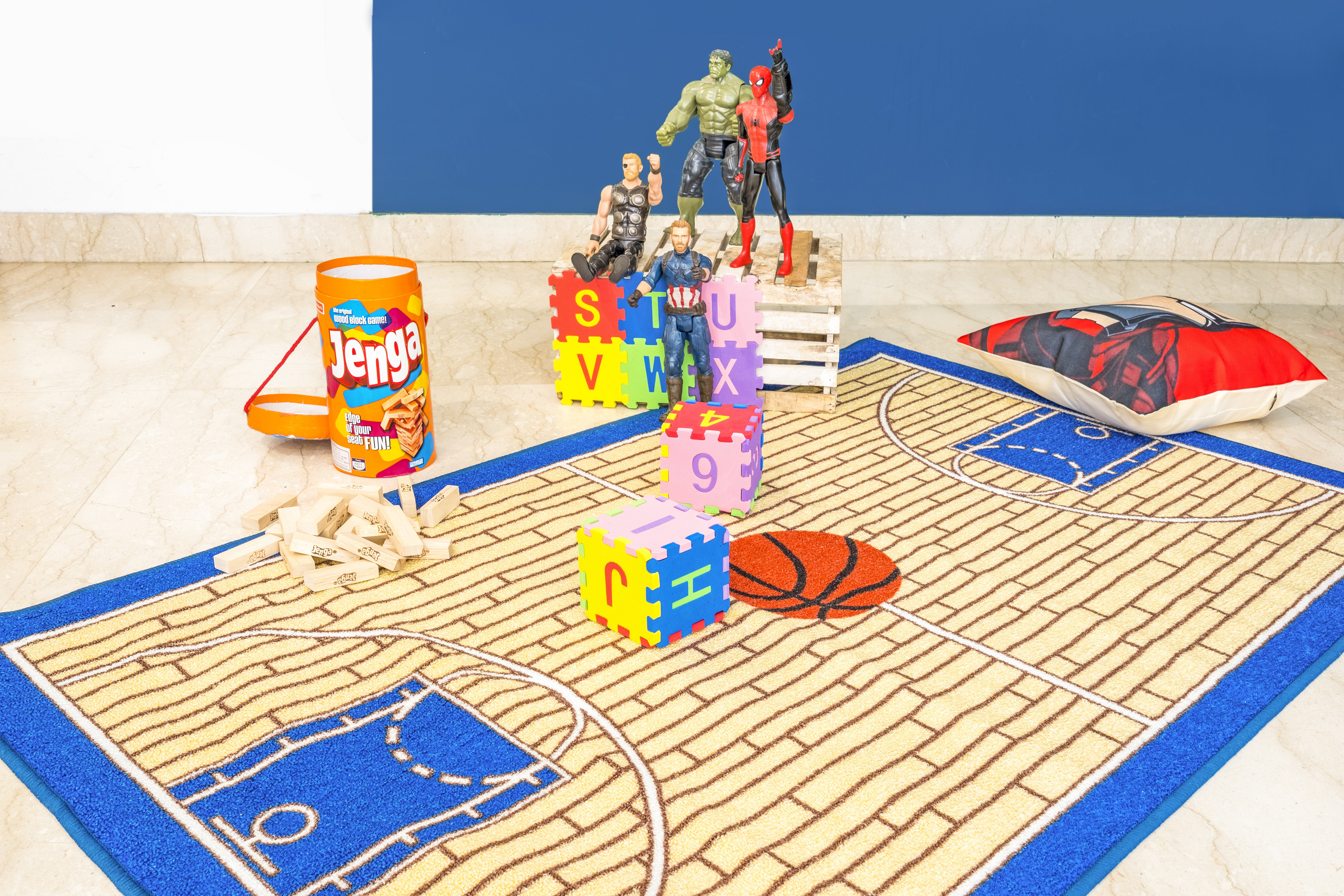 Play Area Rug Design Harriet Bee Furnish My Place 695 Basketball Blue Kid Play Area Rug for ...