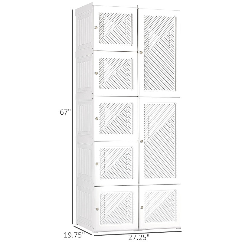 Garde-robe portable, armoire de chambre pliante, organisateur de rangement de vêtements avec 8 compartiments cubes