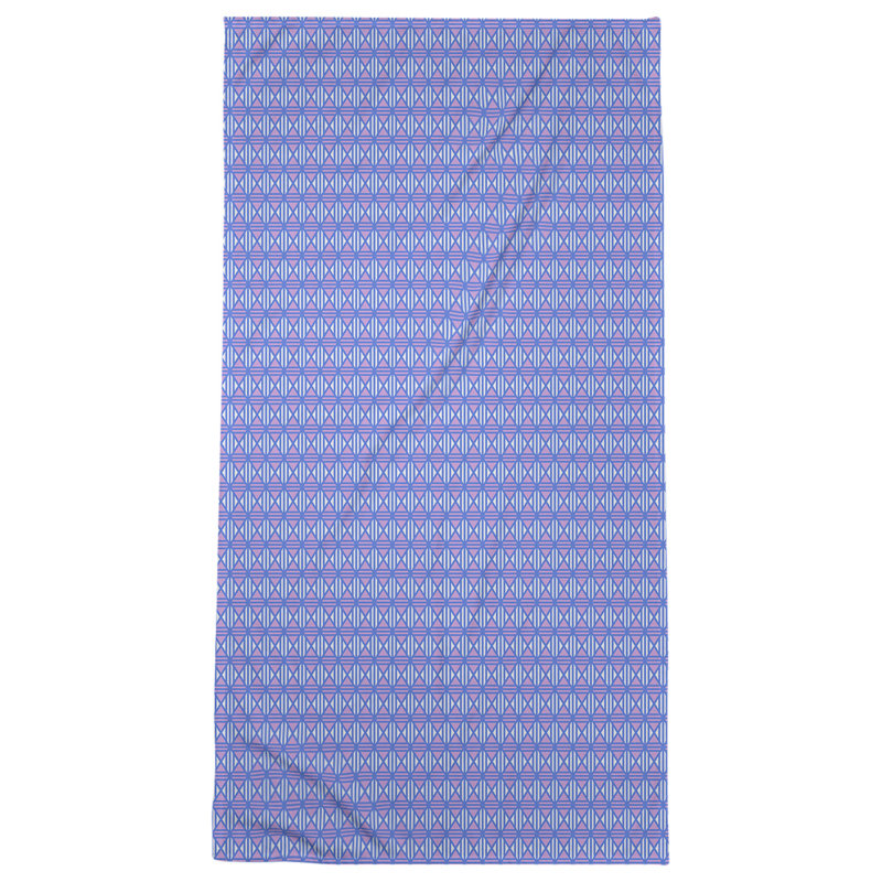 Serviette de bain à losanges, Bleu / mauve pale