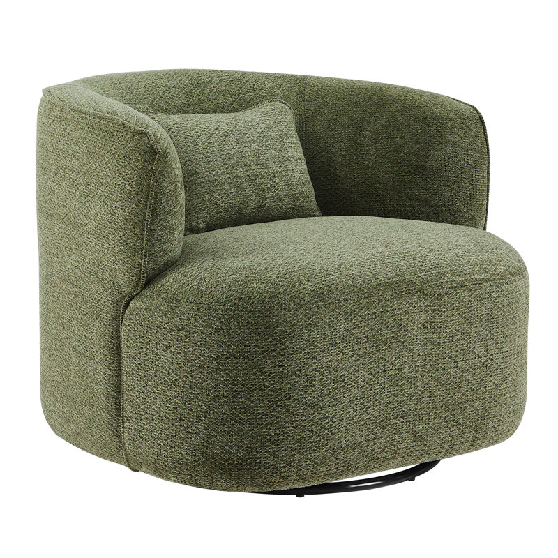 Bernado 31.1'' Wide Fabric Swivel Barrel Chair, Green