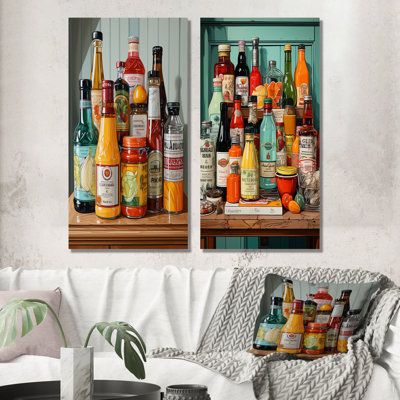 Popart Condiments Charm - Condiments Canvas Wall Art Set Of 2