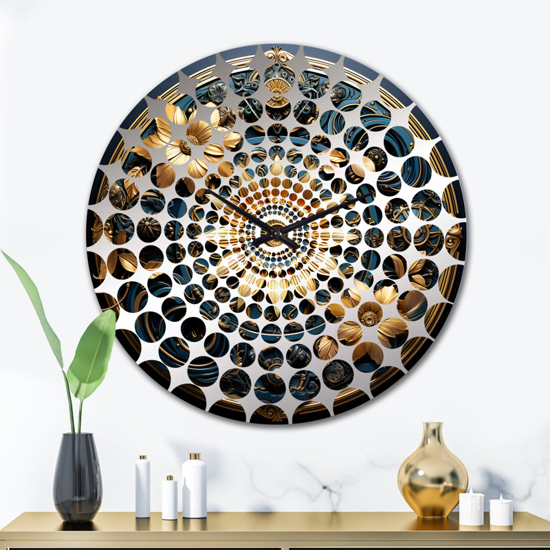 Horloge murale fleurs et or 3D, Très grand