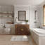 Base de meuble-lavabo de 36 po en noyer brun rétro avec comptoir en pierre, lavabo en céramique, drain inclus et tablette réglable-1837255230-1837255229