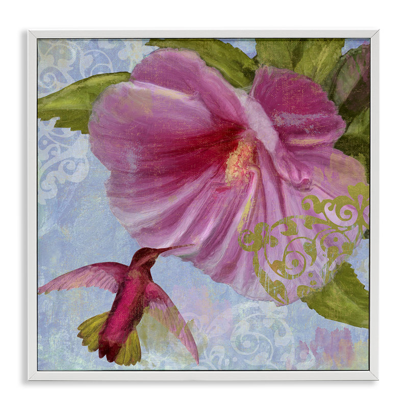 Estampe numérique colibri et mauve coquelicot, conception de Sasha, H 24 po x l 24 po
