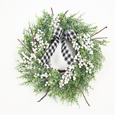 Eucalyptus and Berry Welcome Winter Wreath Christmas 24" Polyvinyl Chloride Wreath