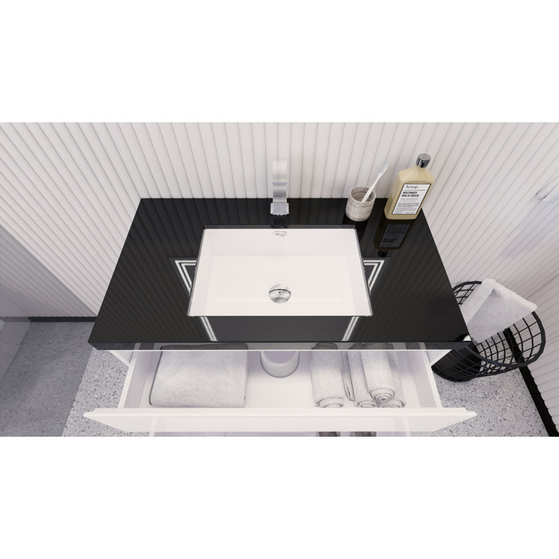 Reyes 35'' Single Bathroom Vanity Base Only, Hight Gloss White