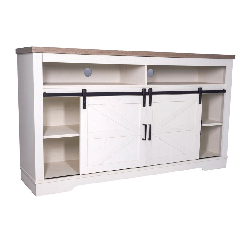 Meuble télé 33 po avec portes de grange coulissantes et tablettes de rangement Luke