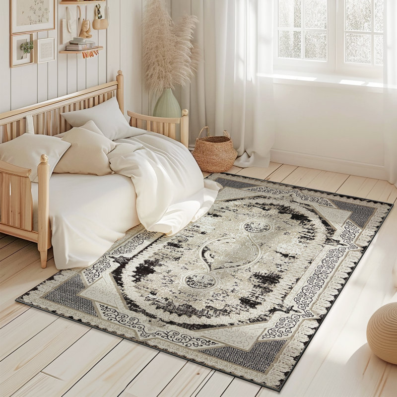 Modern Vintage Look Boho Large 9X12 Area Rug Transitional Carpet Shiny Vibrant High Low Pile Rug For Living Room