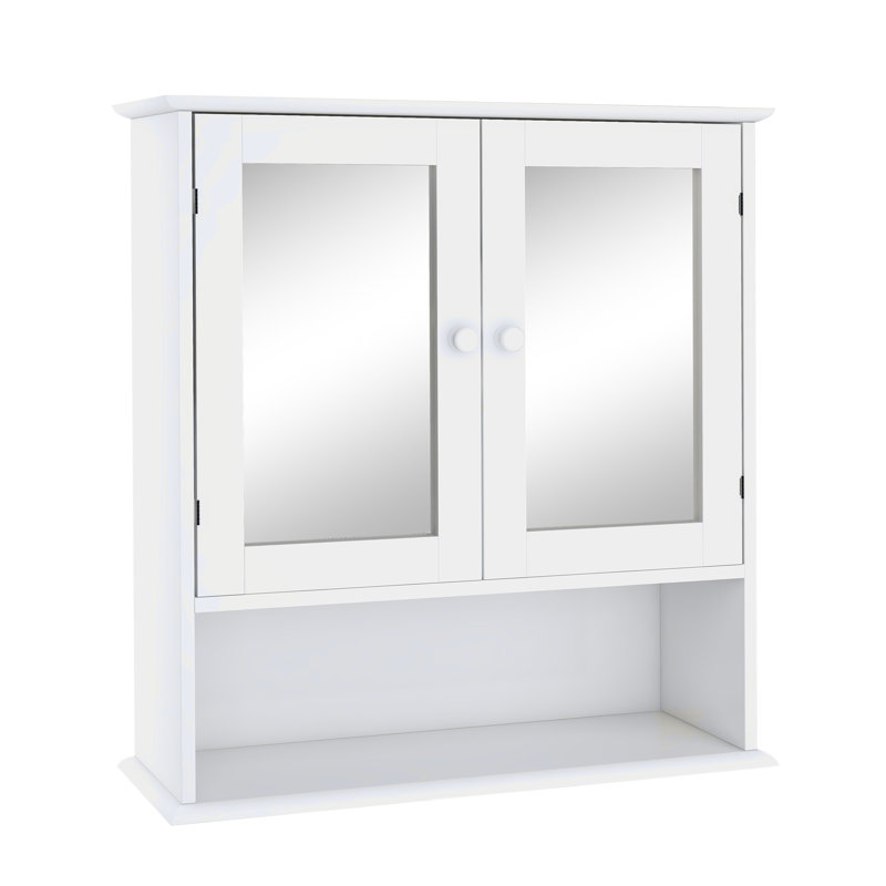 Armoire de salle de bain murale avec portes miroir et étagères Doule