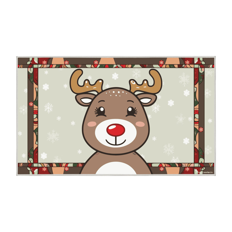 Tapis de vacances d'hiver de Noël lavable The Holiday Aisle®, Rectangulaire 2 pi x 3 pi