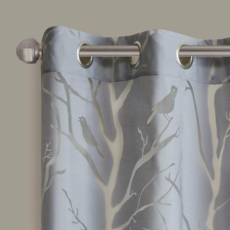 Rideau à œillets à œillets avec œillets (pièce unique), Gris, L 50 po x L 84 po