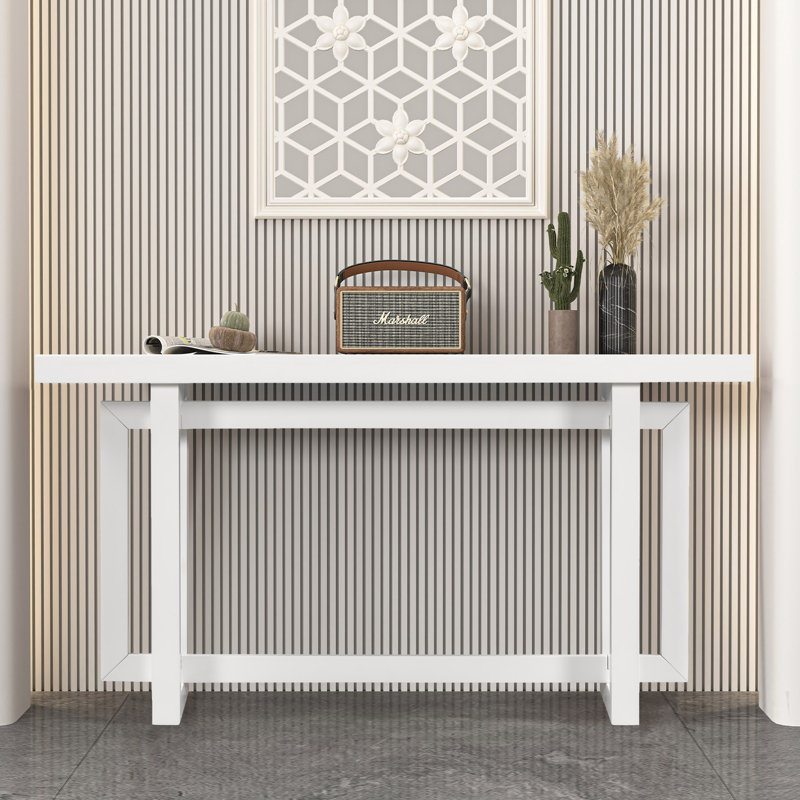 Gouldner 59" Long Console Table Modern & Rustic Style, White