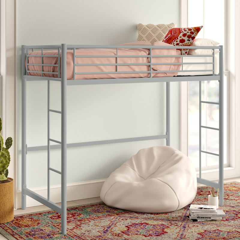 Christi Kids Twin Loft Bed, Silver
