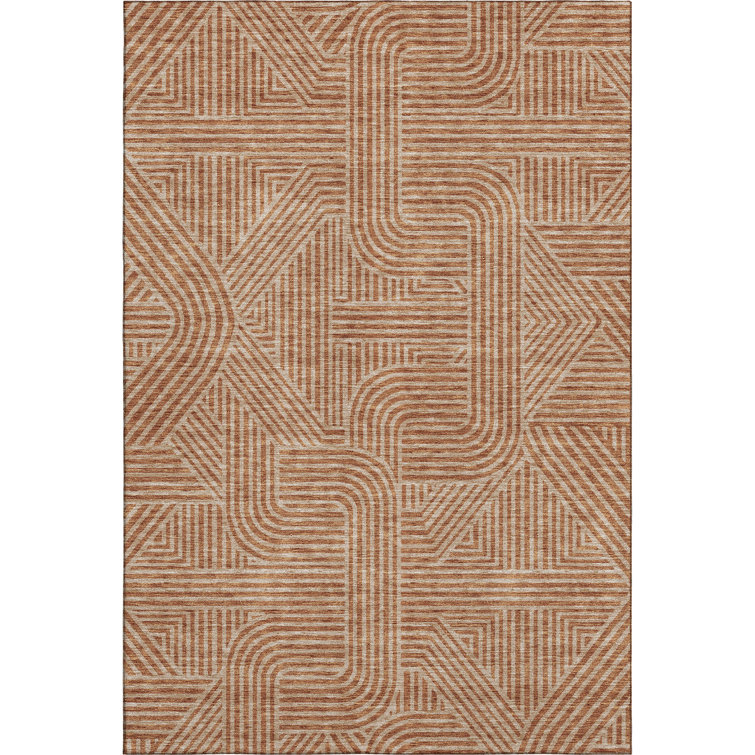 Premium Machine Washable Prisco Terracotta Rug