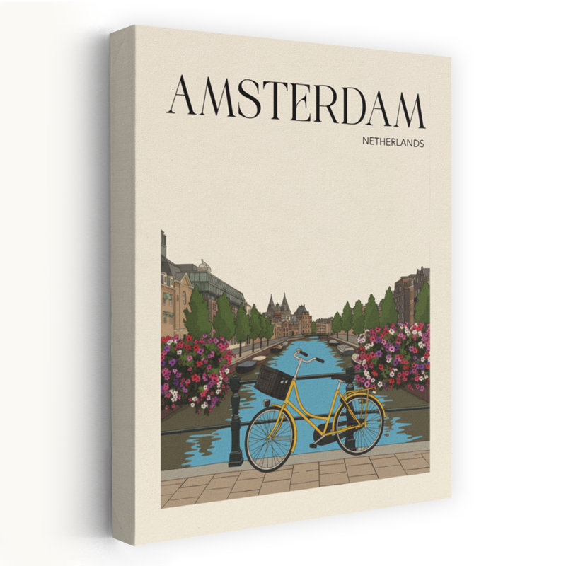 Amsterdam Canal Bicycle 1 Piece Wrapped Canvas Wall Art, 45.72 cm H x 30.48 cm W