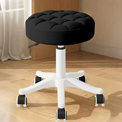 HDHNBA Water Resistant PU Leather Height Adjustable Swivel Rolling Salon Stool With Ergonomic Cushion