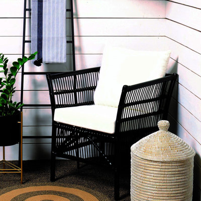 CHAISE EN OSIER ROTIN NOIR