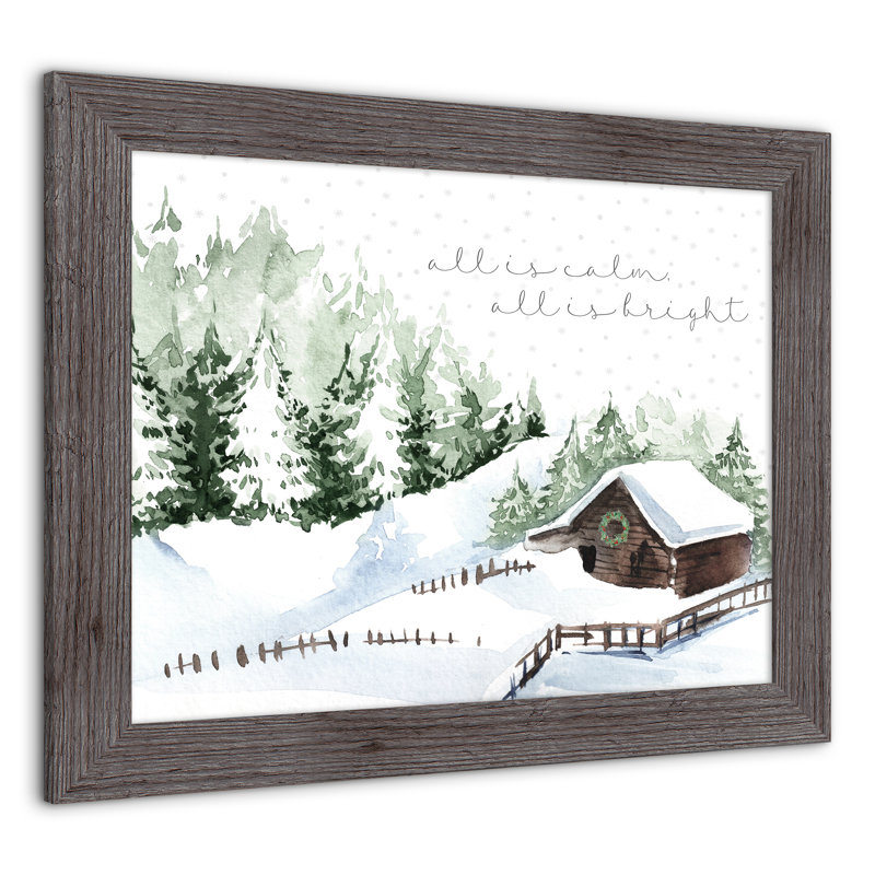 Snowy Cabin, reproduction encadrée