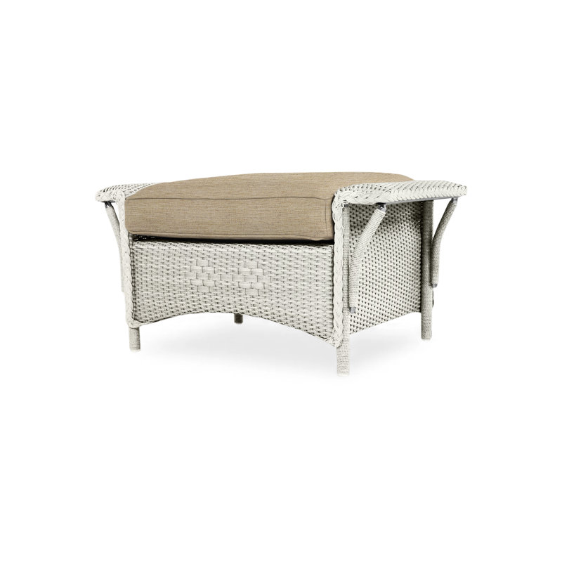 Nantucket Outdoor Ottoman, Consider Indigo, Matte White