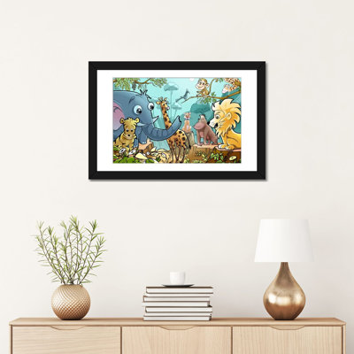 Palacios, «Jungle caricature animaux enfants», impression sur toile non encadrée