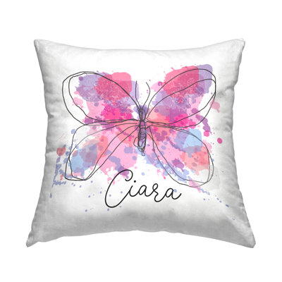 Abstract Splatter Butterfly Personalized Printed Throw Pillow by Irena Orlov