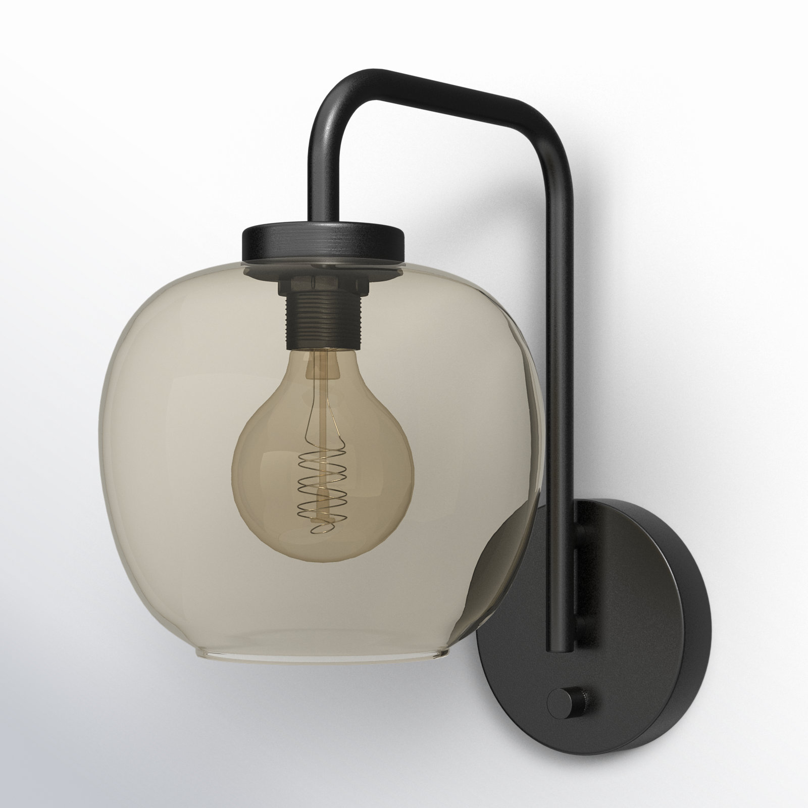 Glynda Single Light Glass Dimmable Plug-in Armed Sconce - Thumbnail 3