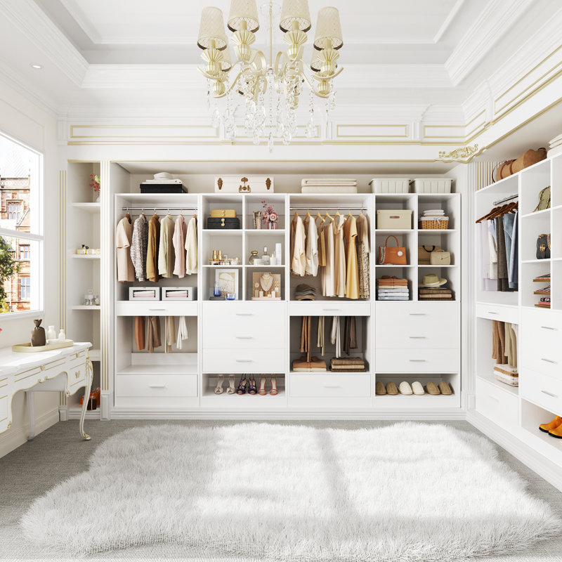 4-Drawer Freestanding Wardrobe Organizer With Hanging Rod & Storage - Walk-In Closet System For Bedroom, White