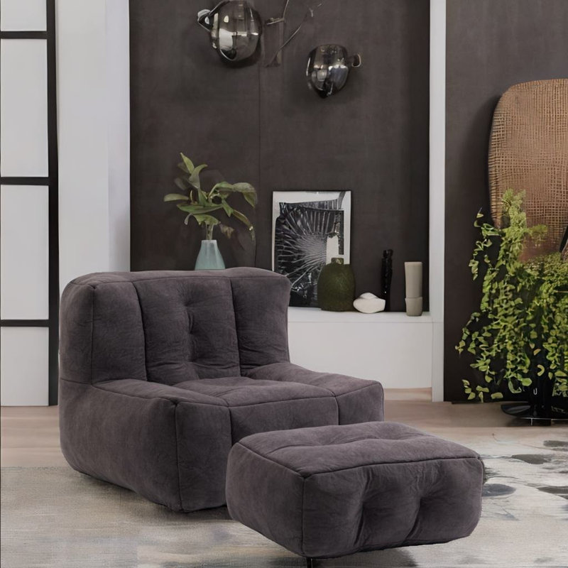 Microfiber / Microsuede Bean Bag Chair & Lounger, Black Microfiber/Microsuede