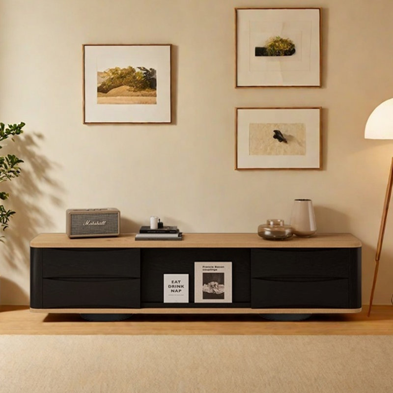 Meuble télé en bois massif au design contrasté, 78.74''