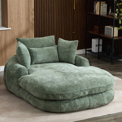 Oversized Chaise Lounge Chair Indoor, Deep Seat Chenille Sleeping Couch, Cloudlike Reading Chair for Living Room, Bedroom, Reading Room by Latitude Run