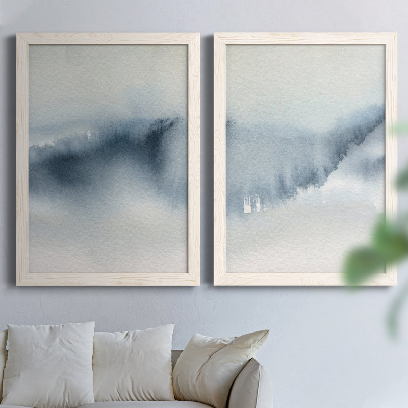 «Summer Rain I», ensemble de 2 peintures sur toile encadrées, Blanc, H 20 po x l 34 po x P 1,5 po