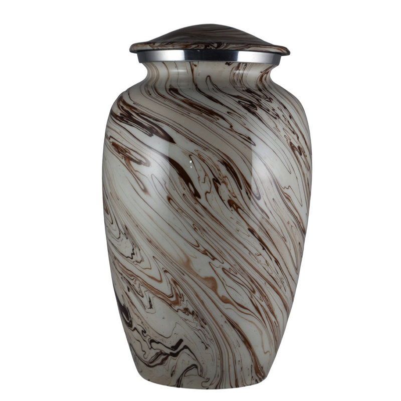 Riann Handmade Urn , White/Brown