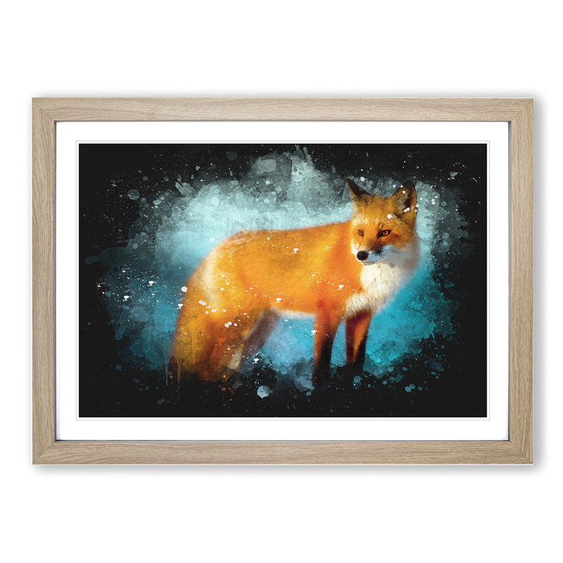 Red Fox Vol.3 - Picture Frame Painting, Oak Framed, 65cm H x 90cm W x 2cm D
