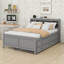 Lit plateforme double avec tête de lit, USB, lit gigogne simple et 3 tiroirs-923693529