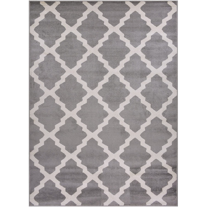 Pisces Geometric Gray Area Rug, Rectangle 4'11" x 6'11"