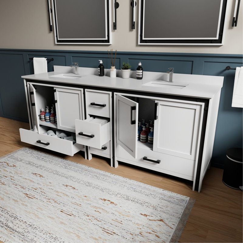 Meuble-lavabo double (armoire seulement), White, 84" W