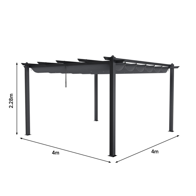 Rolanda Metal Light Grey Pergola, 228cm H x 400cm W x 400cm D