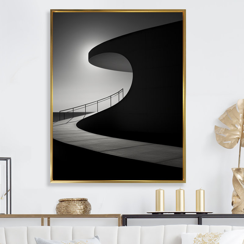 Mimalisme, bâtiment, paysage, impressions sur toile, Cadre flottant doré, H 20 po x l 12 po x P 1 po