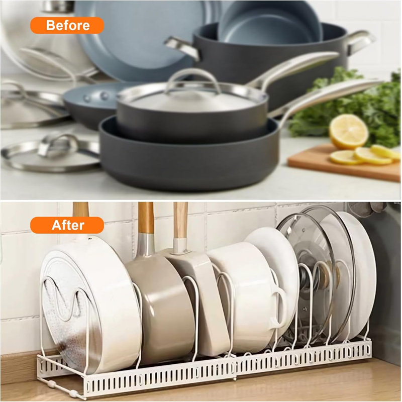 Porte-assiettes à casseroles extensible ROFAY, 10 compartiments réglables