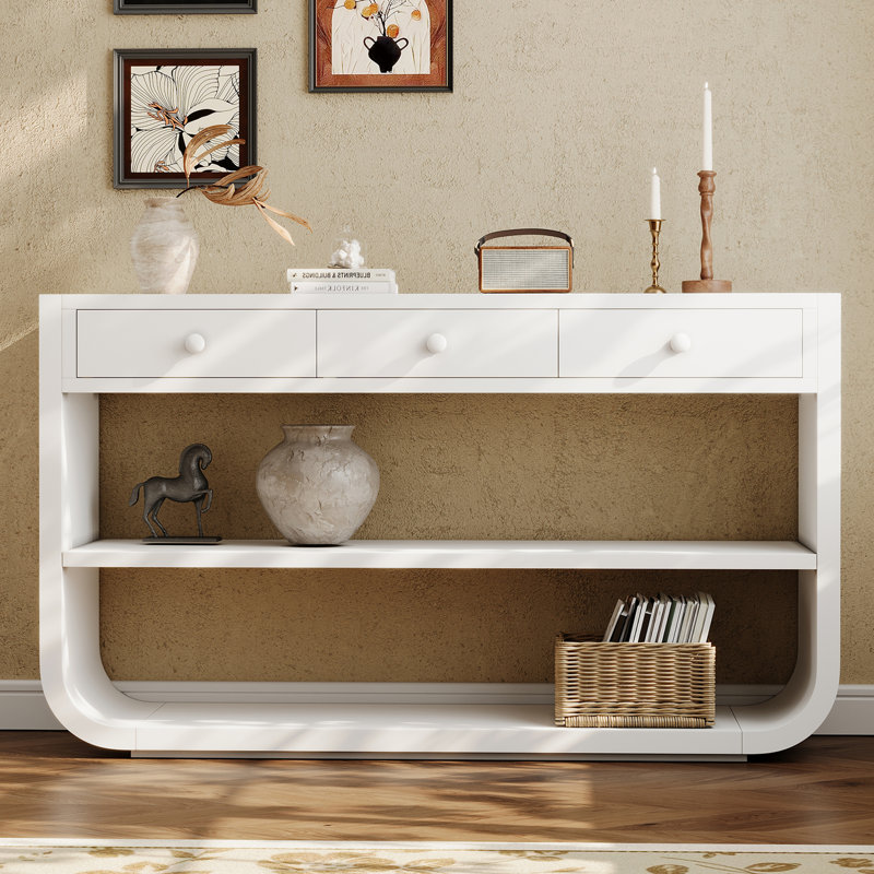 Armoire de rangement de bureau à 3 tiroirs de 55 po de largeur, White