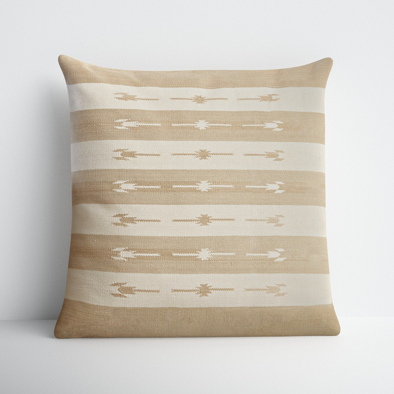 Estela Striped Cotton Throw Pillow, Taupe, Down