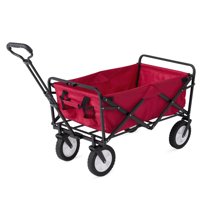 Red Steel Frame Collapsible Outdoor Utility Wagon