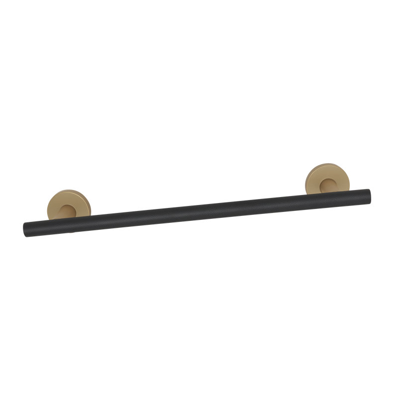 Vita Bella Bath- Towel Holder Knurled Bar 12", 2" H x 14" L x 3" D, Matte Nickel