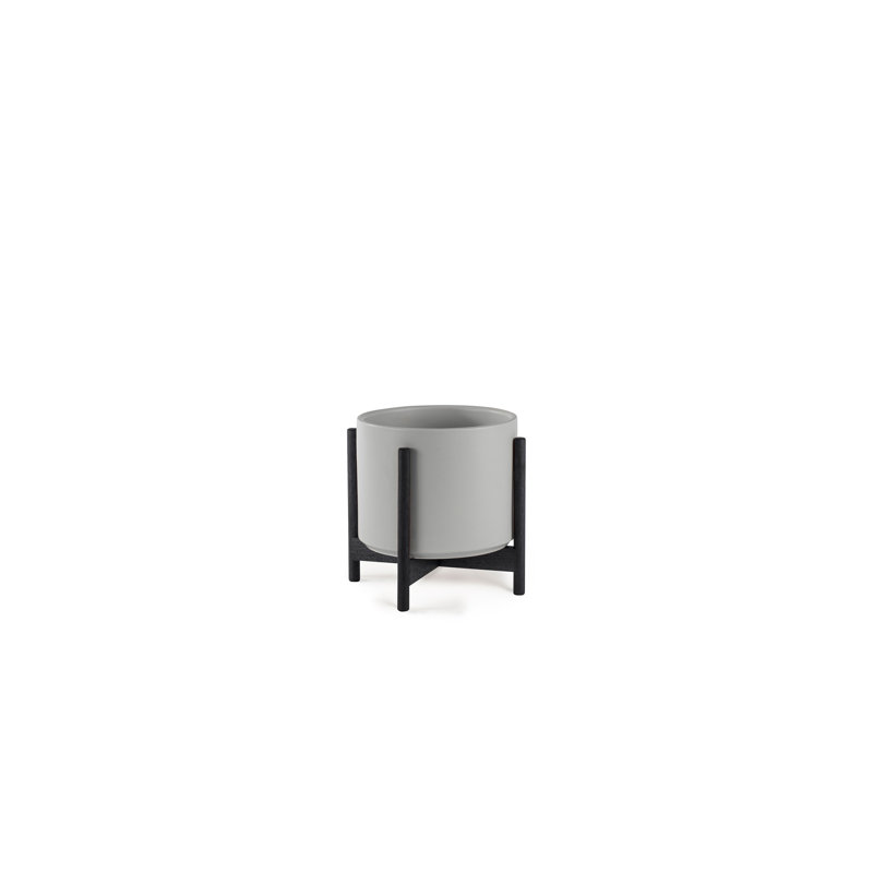 Ceramic Pot Planter, Gray/Black