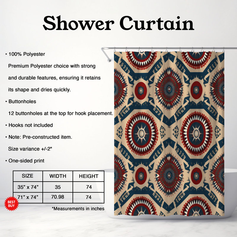 Rideau de douche Boho Horizon - Premium, H 74 po x l 71 po