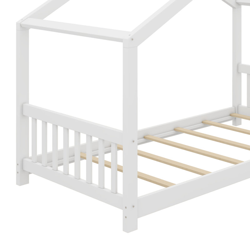 Nguyet House Platform Bed with Headboard, White, Twin