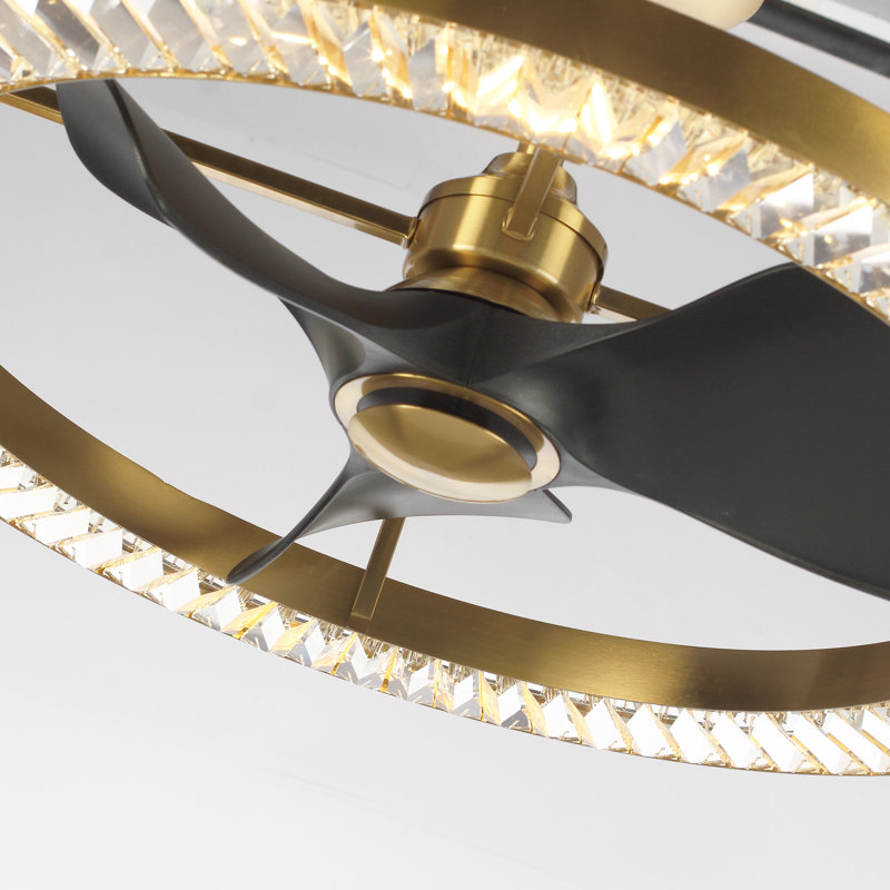 Ventilateur de plafond en cristal 31,9 "avec lumières DEL à intensité variable et télécommande