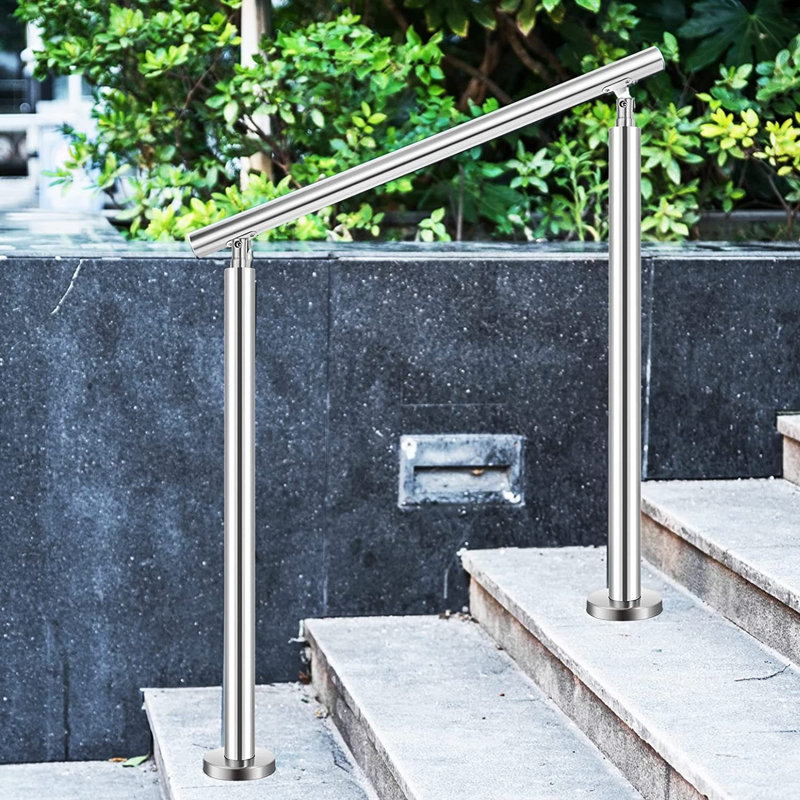 90cm H x 203.2cm W Silver Stainless Steel Porch And Stair Railings