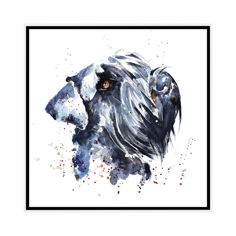 Schnauzer géant par EdsWatercolours - impression, Toile blanche encadrée, Pas de tapis, H 26 po x l 26 po x P 1,5 po